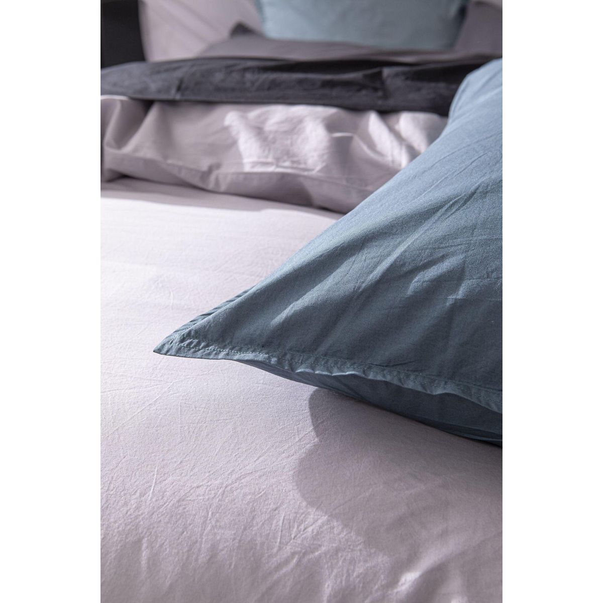 BATON ROUGE Taie d'oreiller 100% percale de coton lavé 80fils/cm2