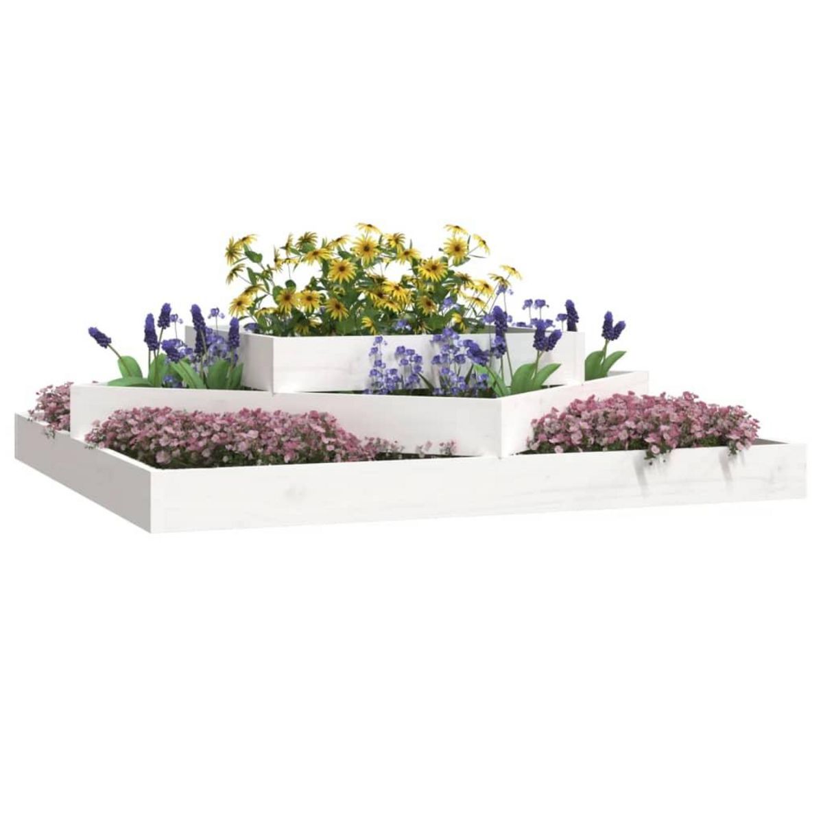 VIDAXL Jardiniere Blanc 112x112x27 cm Bois massif de pin