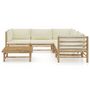 Voir la diapositive 2 : VIDAXL Salon de jardin 6 pcs avec coussins blanc creme bambou