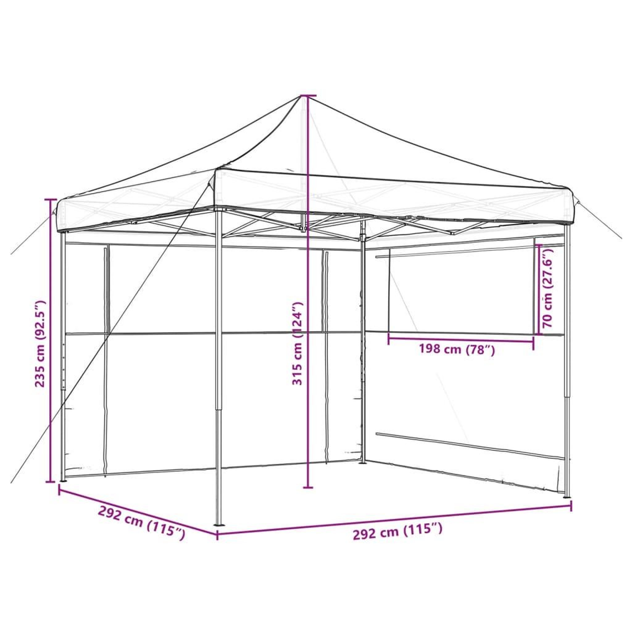 Voir la diapositive 6 : VIDAXL Tente de reception pliable escamotable avec 2 parois laterales