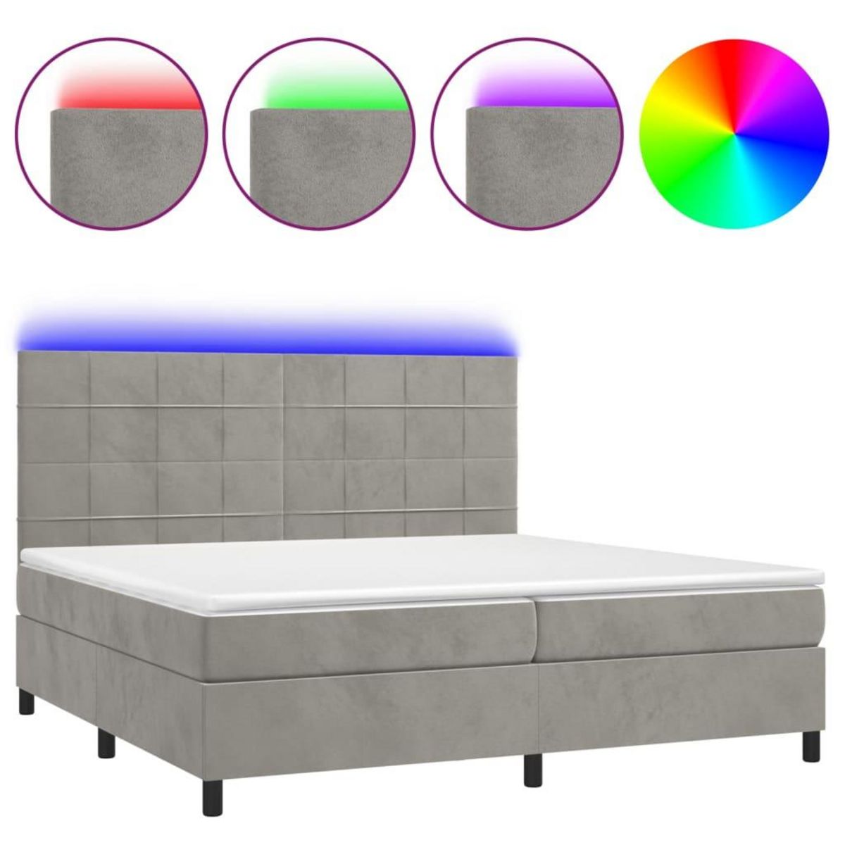 VIDAXL Sommier a lattes de lit matelas et LED Gris clair 200x200 cm