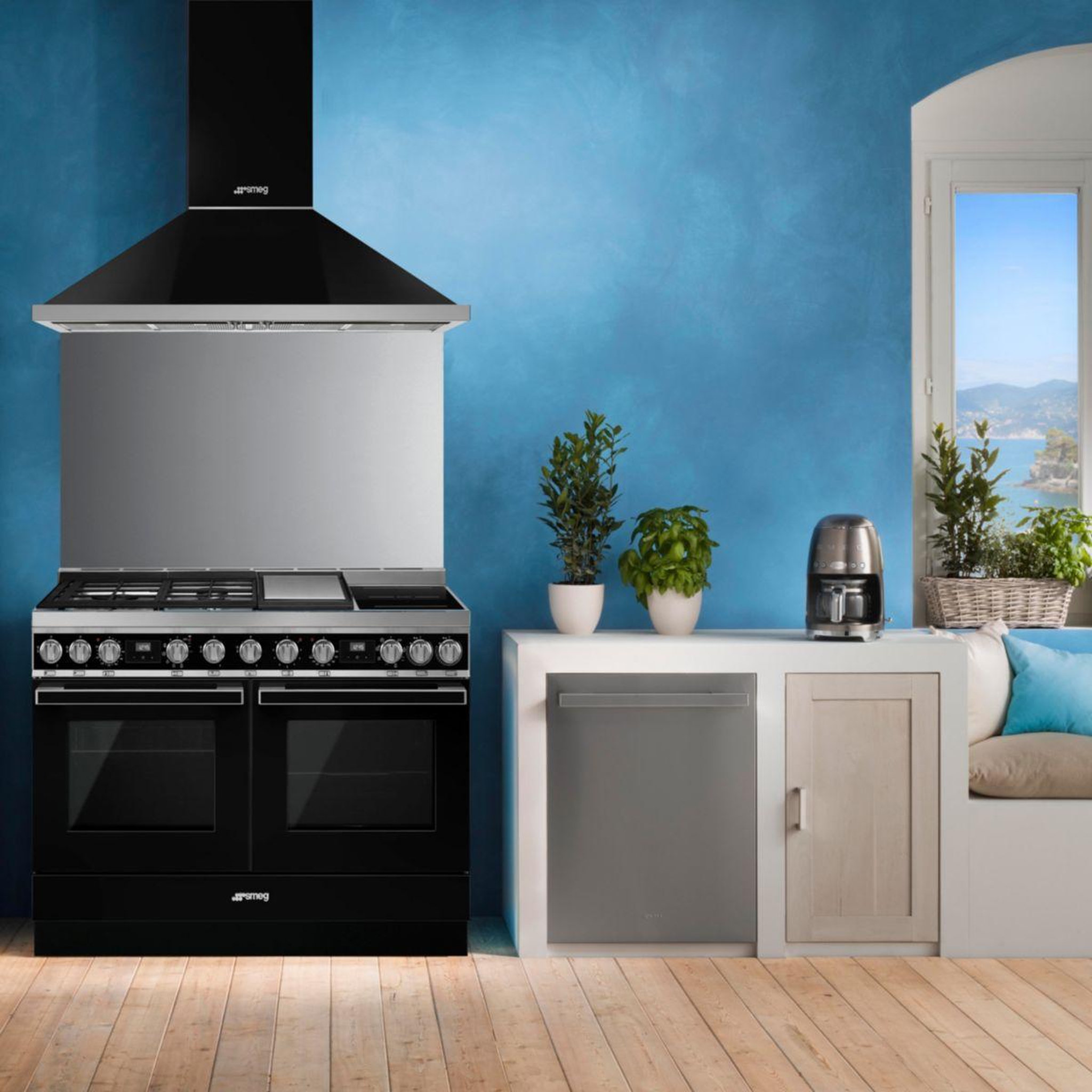 Voir la diapositive 5 : SMEG Piano de cuisson mixte cpf120igmpbl
