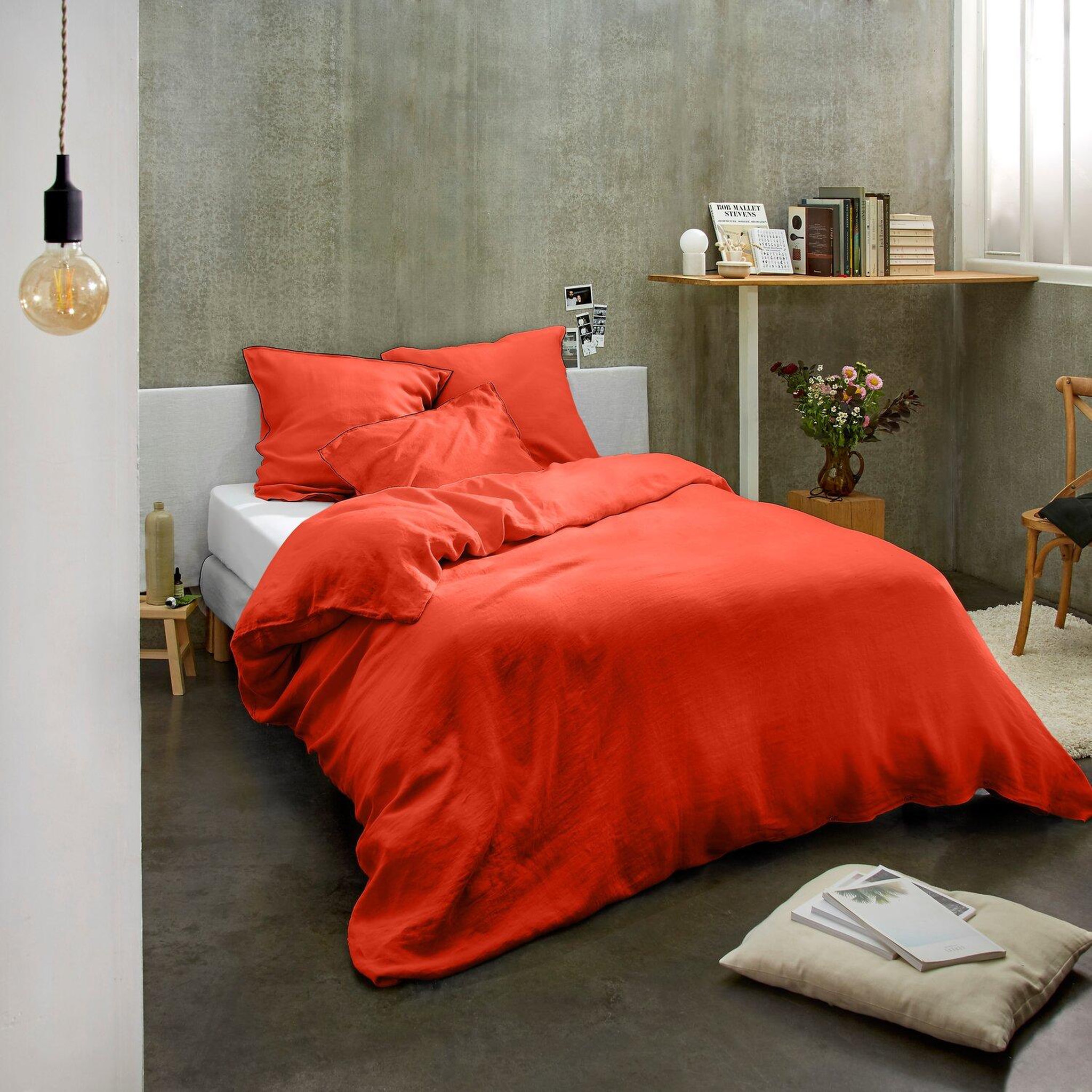 Voir la diapositive 5 : BATON ROUGE Parure de housse de couette 100% lin lavé 160gsm