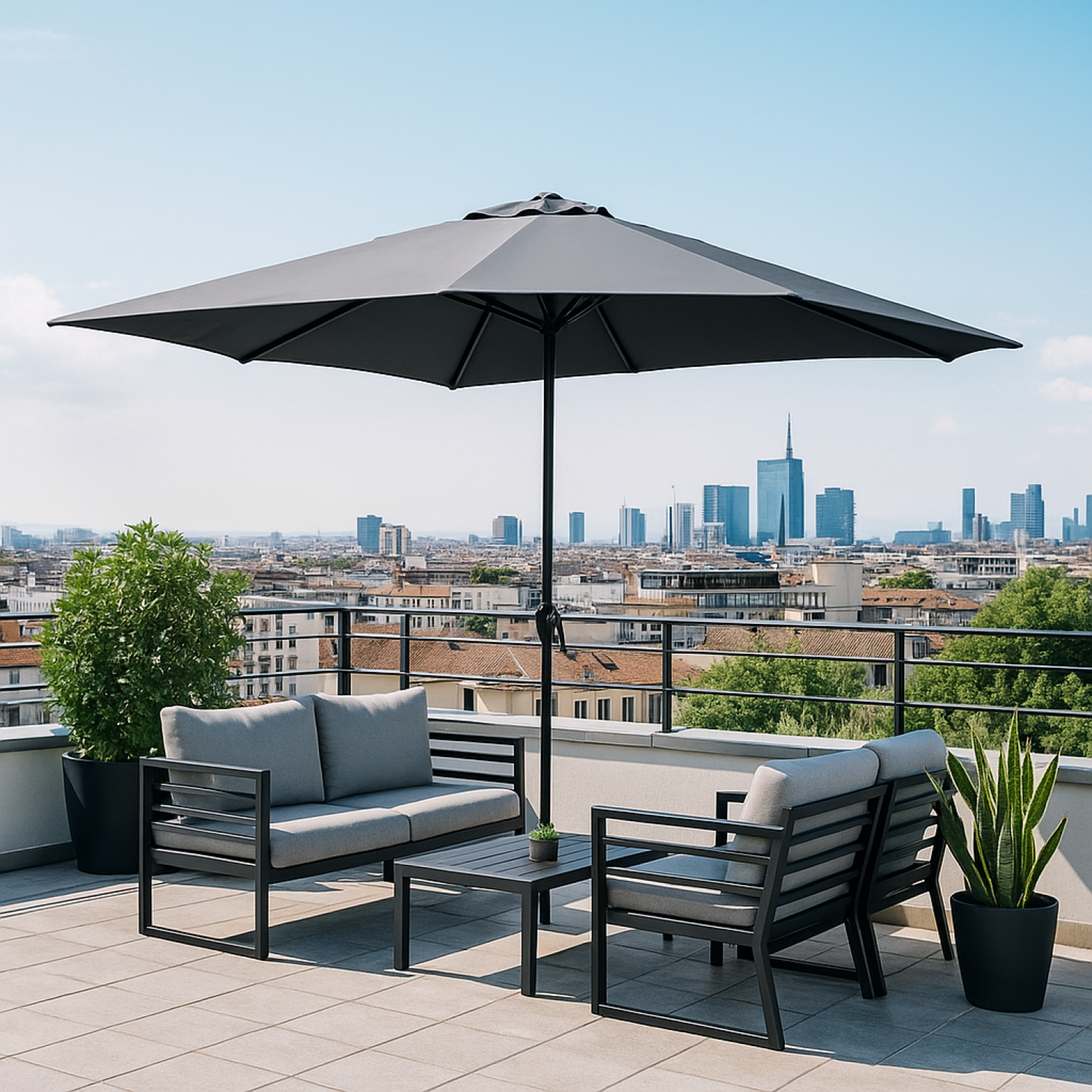 Voir la diapositive 4 : CONCEPT USINE Parasol  gris  rond 294 x 294 m portofino