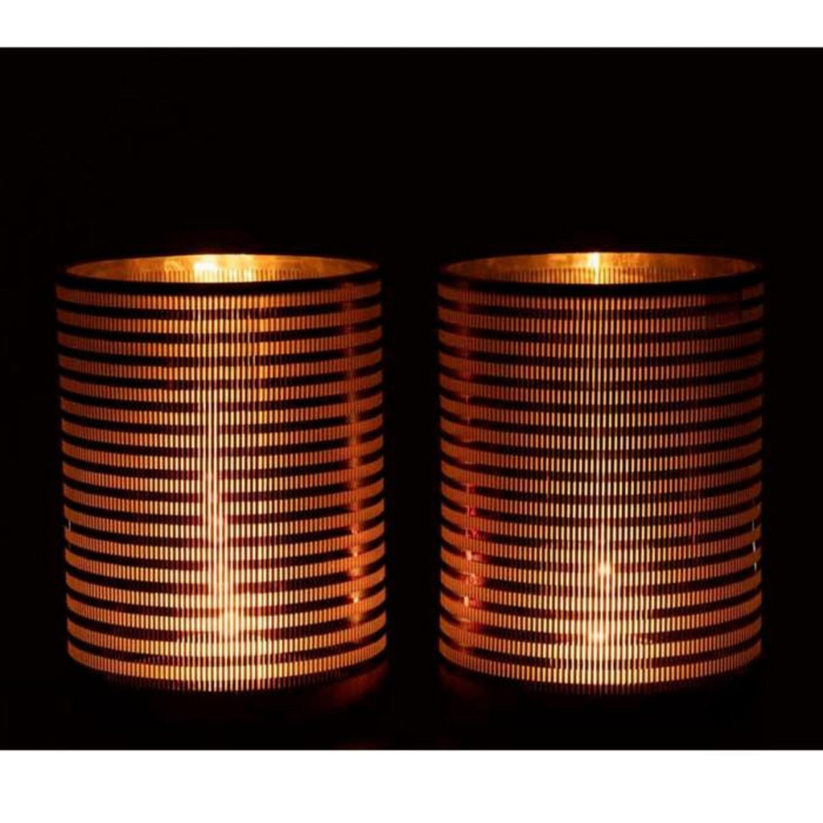 Paris Prix Lot de 2 Photophores  Verre Rayé  24cm Marron