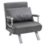 Voir la diapositive 1 : HOMCOM Fauteuil chauffeuse canapé-lit convertible 1 place déhoussable grand confort coussin pieds accoudoirs métal suède gris