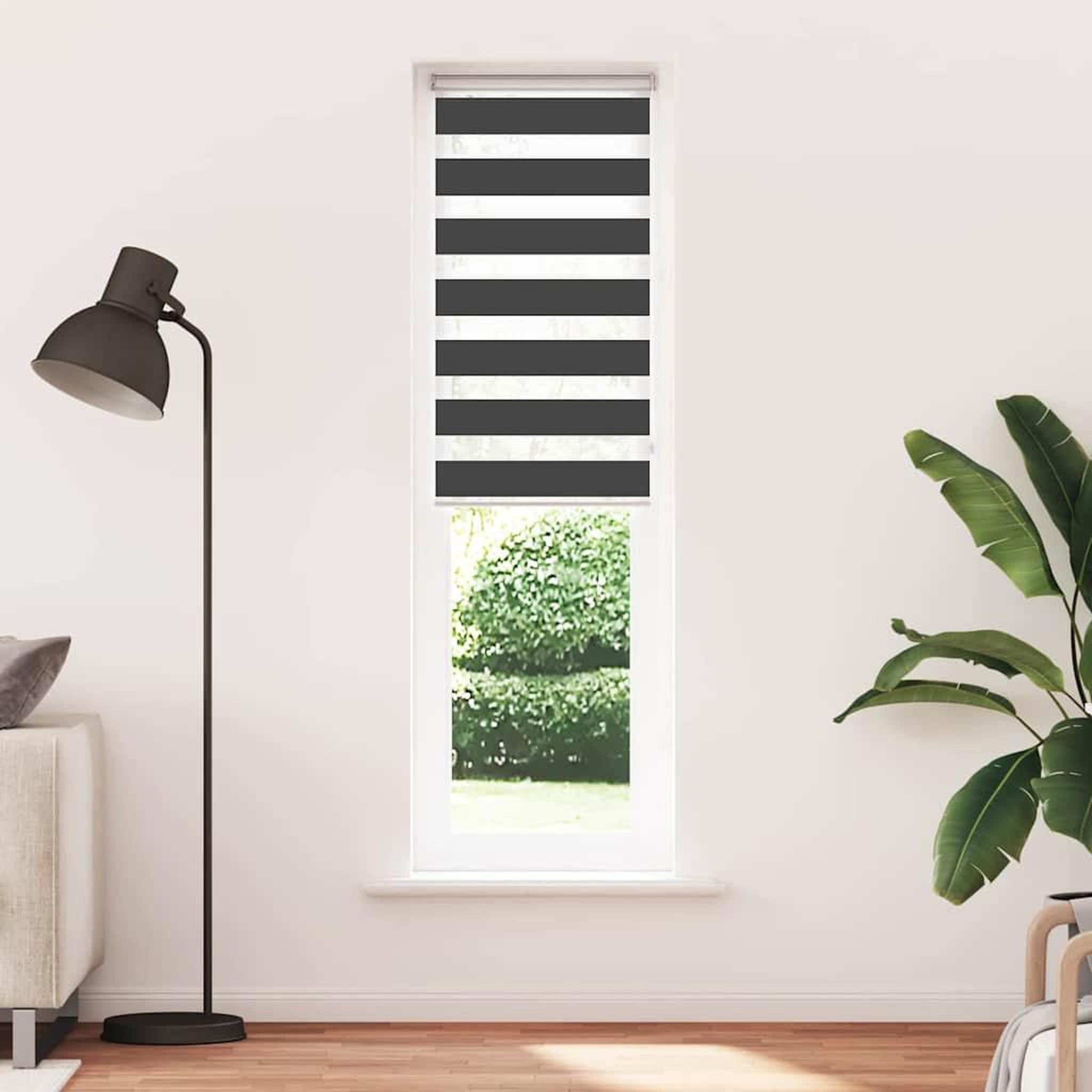 Voir la diapositive 2 : VIDAXL Store zebre noir 55x200 cm largeur du tissu 50,9 cm polyester