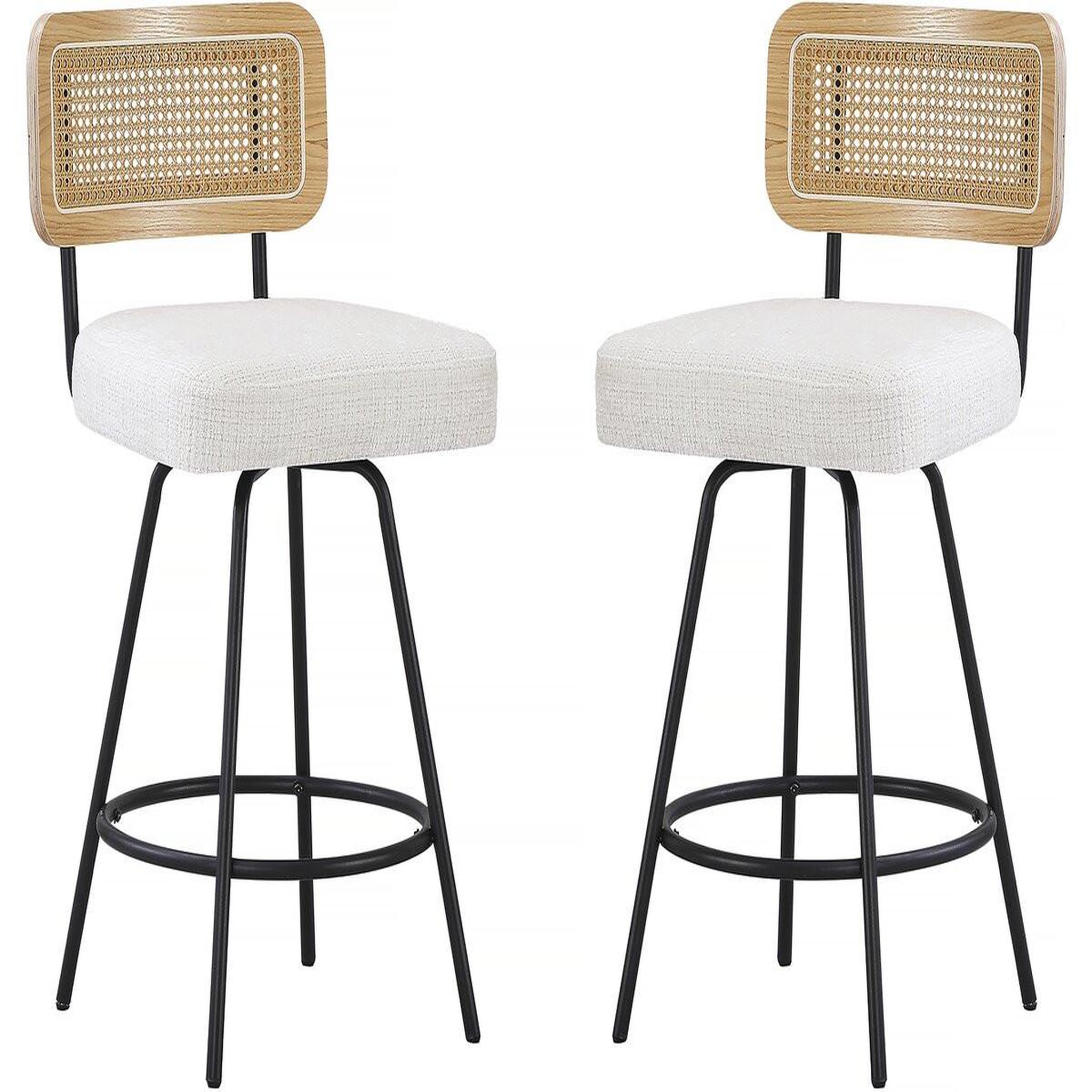 Habitat et Jardin Lot de 2 chaises hautes en tissu  Wilfried  - 51 x 44 x 95 cm - Beige