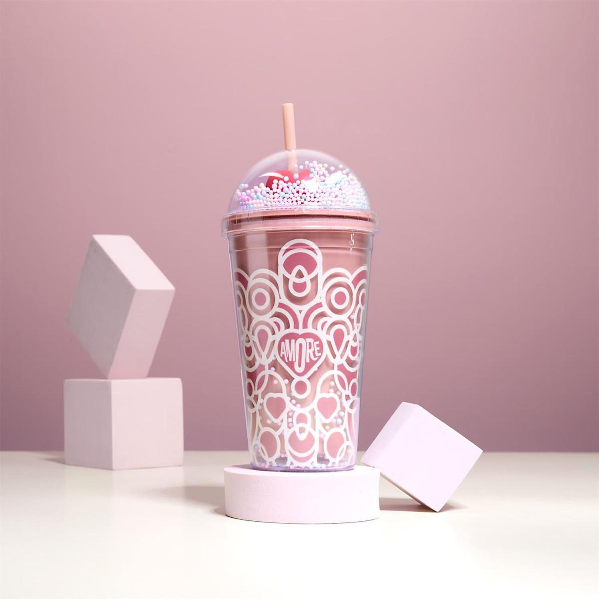 Paris Prix Gobelet de Transport  Cœur  45cl Rose