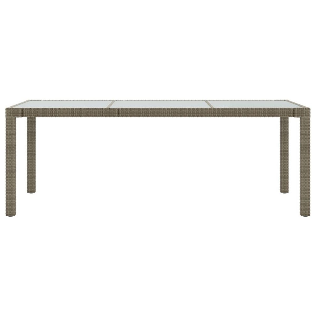 VIDAXL Table de jardin Gris 190x90x75 cm Verre trempe/resine tressee
