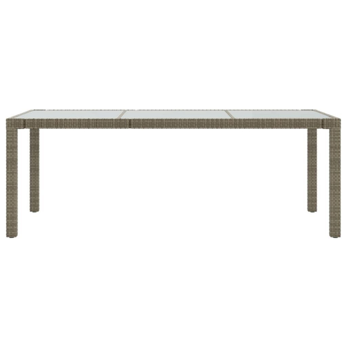 VIDAXL Table de jardin Gris 190x90x75 cm Verre trempe/resine tressee