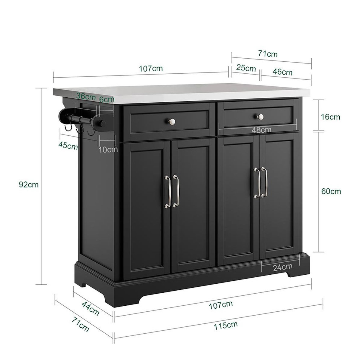 SOBUY SoBuy - Îlot De Cuisine à deux tiroirs - Classique - FKW71-II