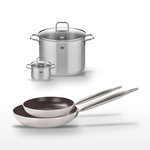 ELO Lot 2 Poêles 28/32 cm et 2 Faitouts 14/26 cm Elo Bistro Line