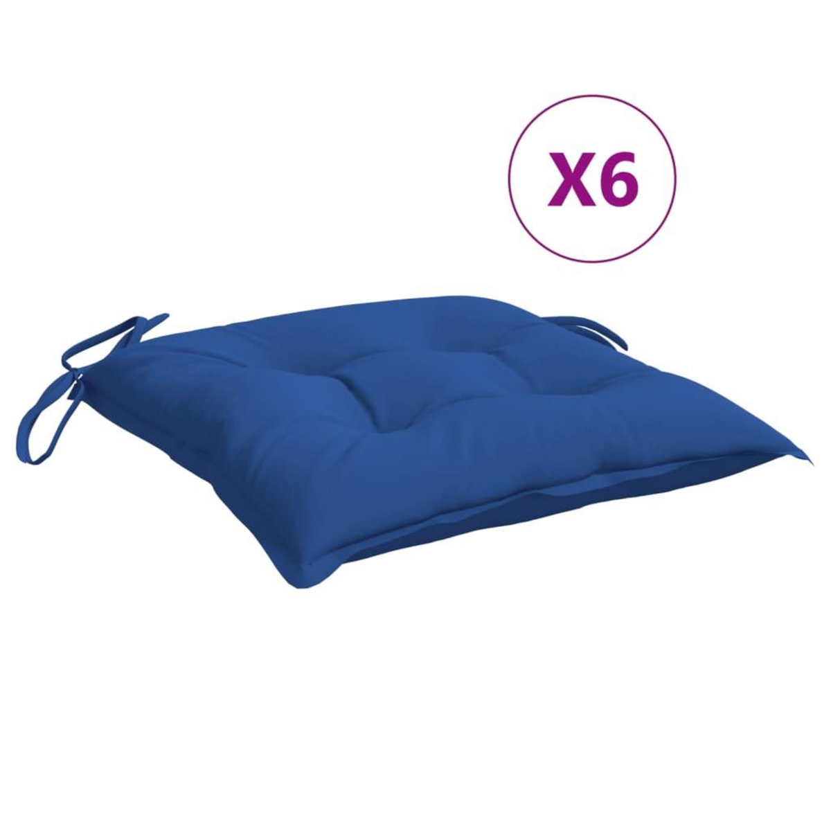VIDAXL Coussins de chaise lot de 6 bleu 40x40x7 cm tissu oxford