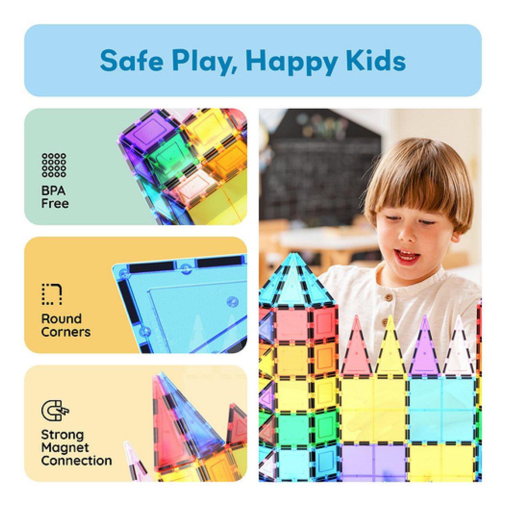 Voir la diapositive 4 : Tactic PicassoTiles Set Magnetique 61 pcs
