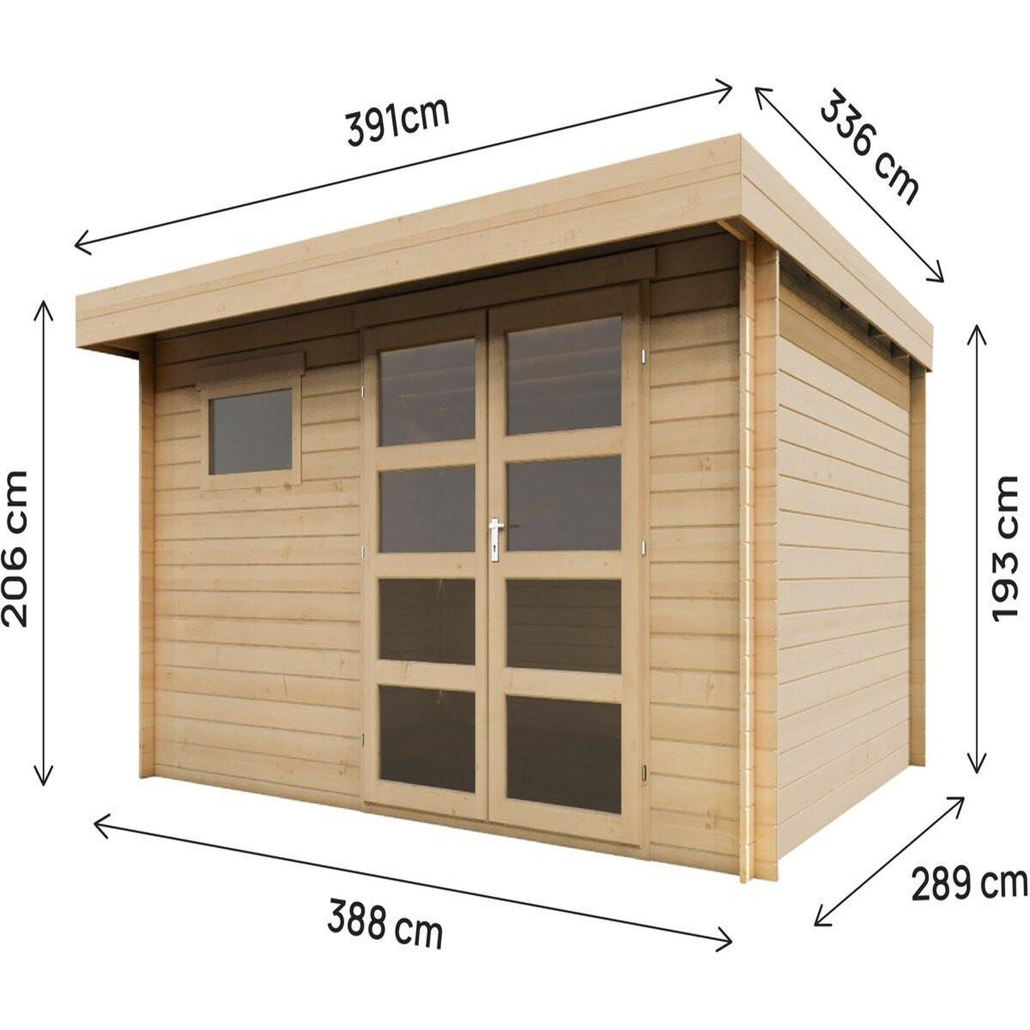 Voir la diapositive 3 : Habitat et Jardin Abri de jardin en bois avec toit plat  oak  - 13,1 m² - 28 mm - beige