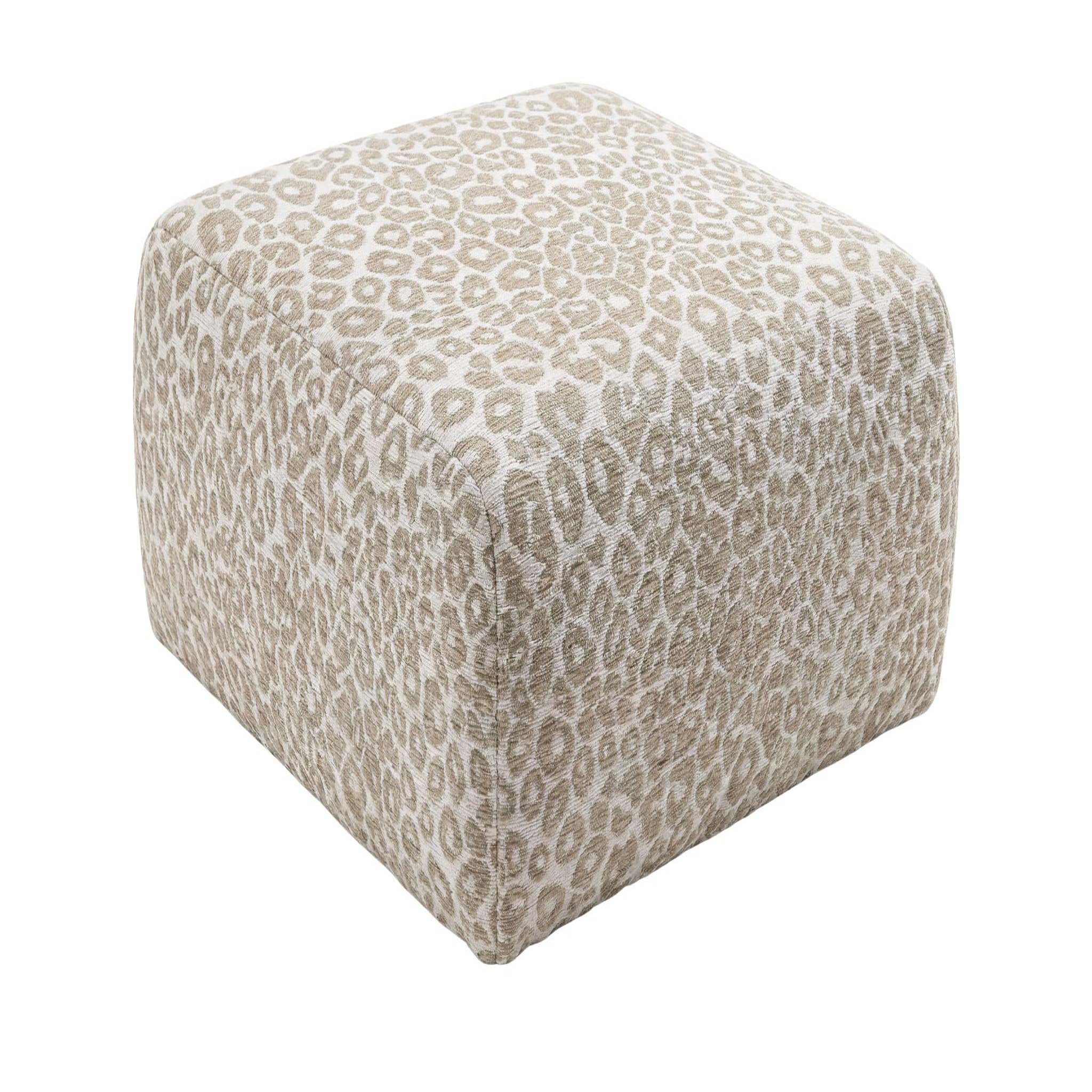 Voir la diapositive 6 : CASANOVA PARIS Elio - pouf en tissu imprimé animalier beige 74x74x41