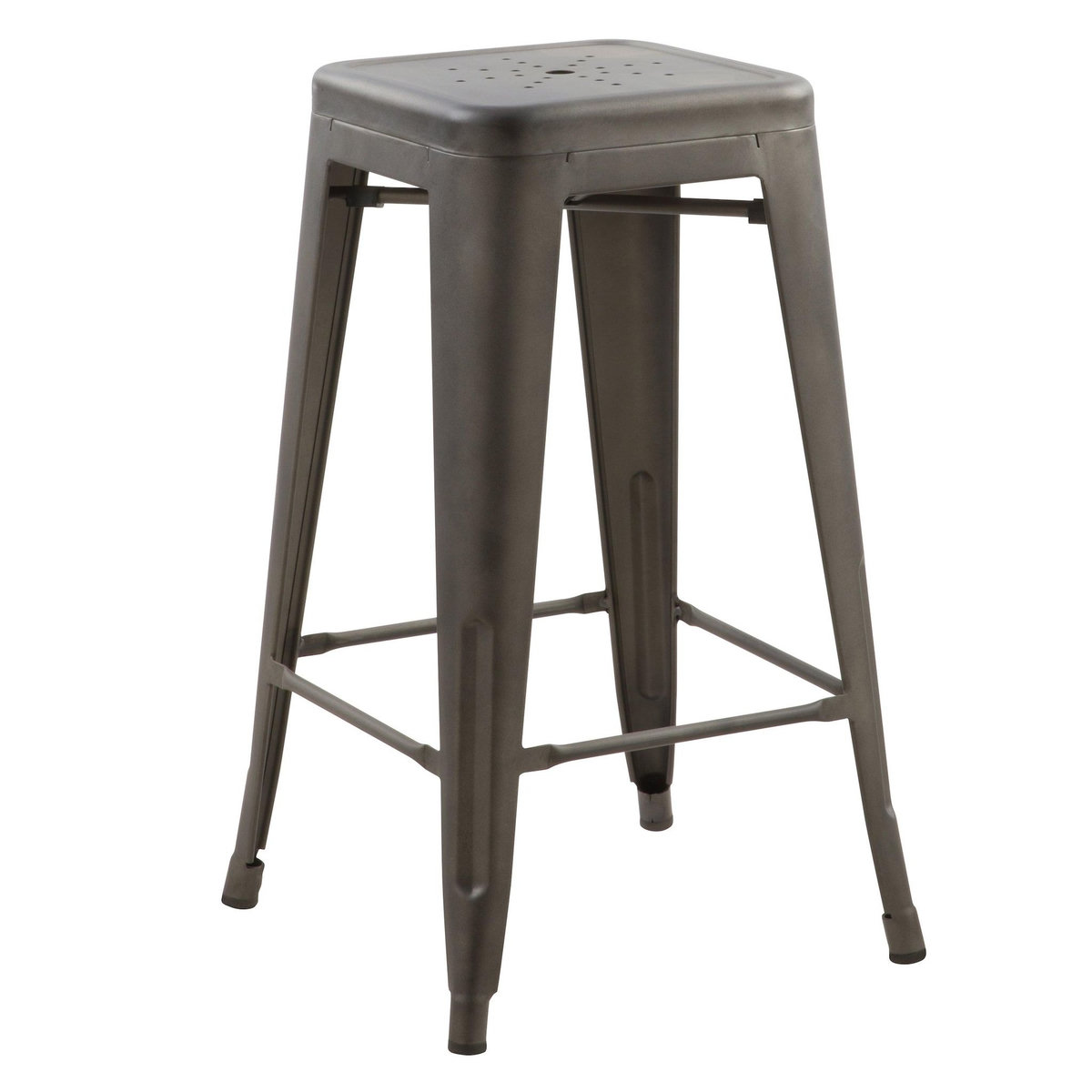 Rendez vous déco Lot de 2 tabourets pour îlot central 66 cm en métal gris mat-Indus