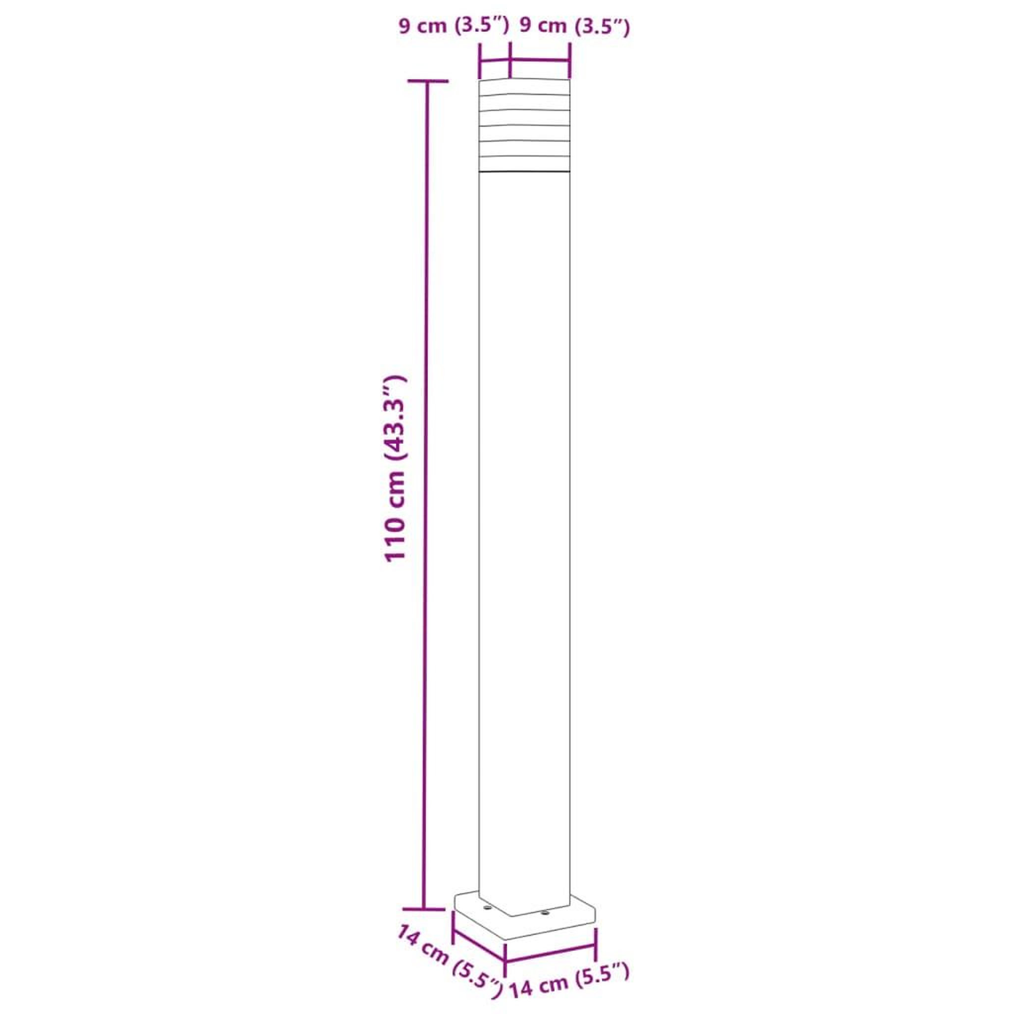 Voir la diapositive 6 : VIDAXL Lampadaire d'exterieur noir 110 cm aluminium