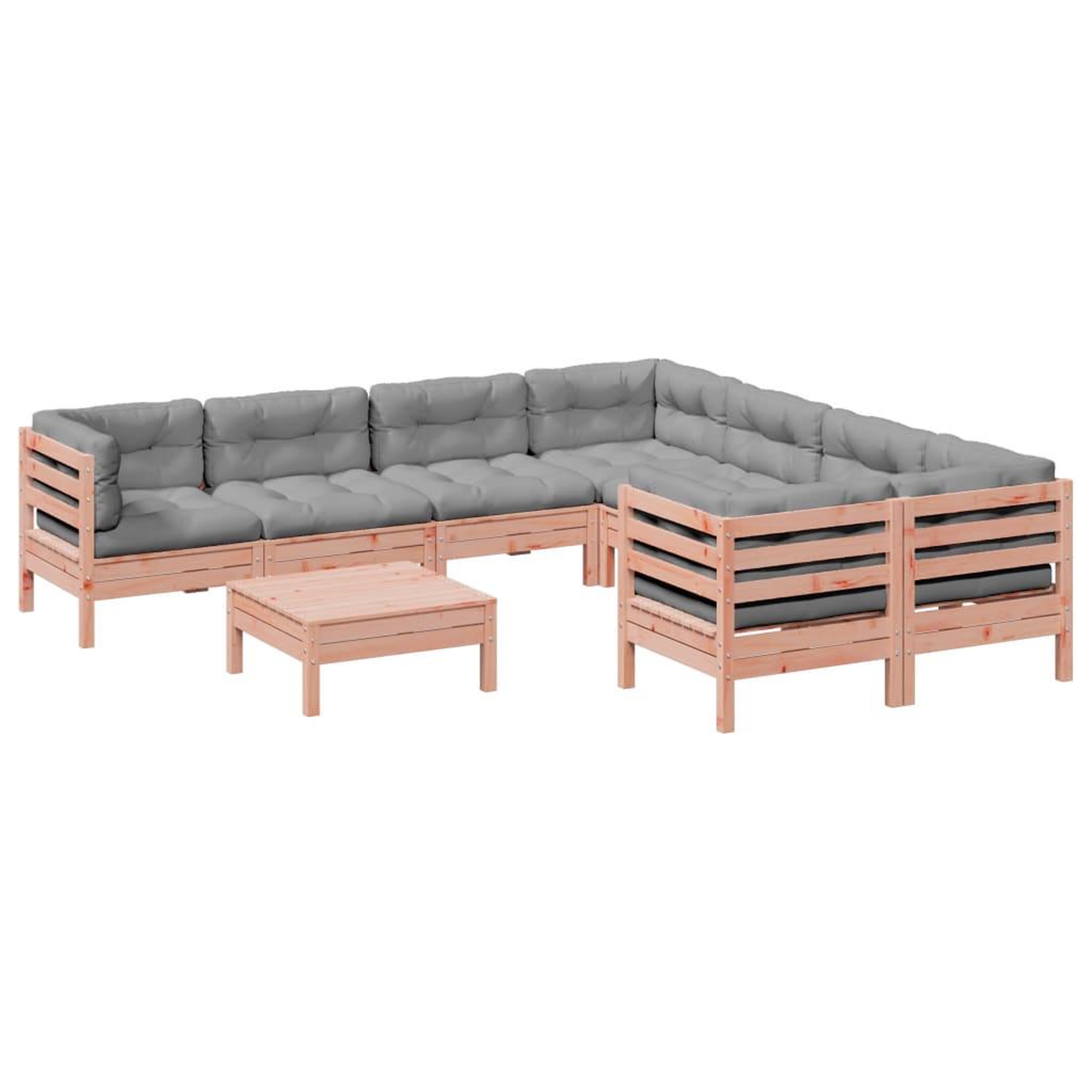 VIDAXL Salon de jardin 9 pcs avec coussins sapin de douglas solide