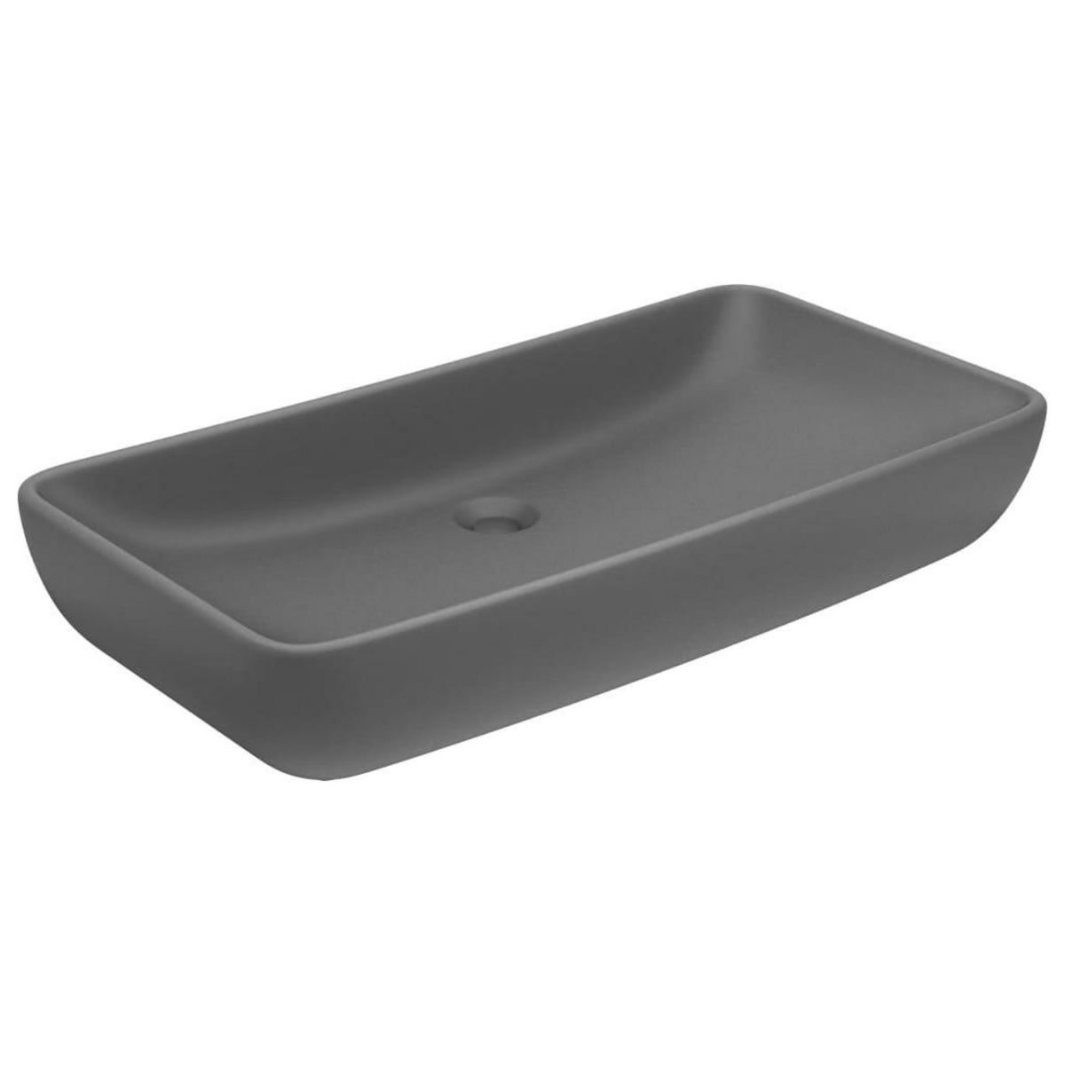 VIDAXL Lavabo de luxe rectangulaire Gris fonce mat 71x38 cm Ceramique