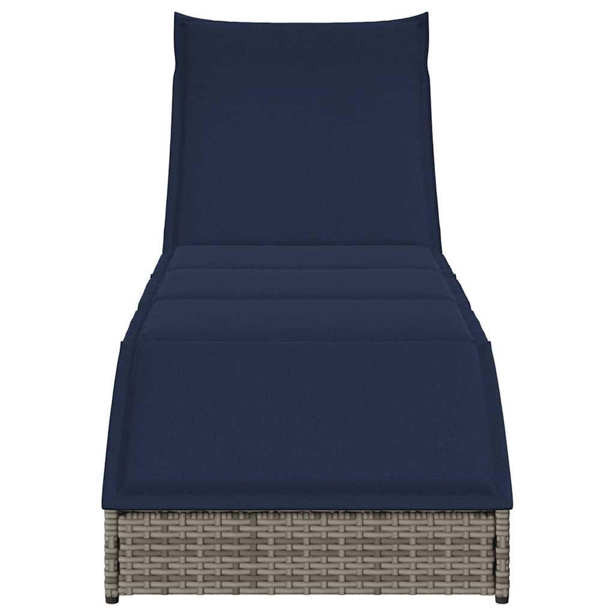 Voir la diapositive 5 : VIDAXL Chaise longue pliante coussin et rangement gris resine tressee