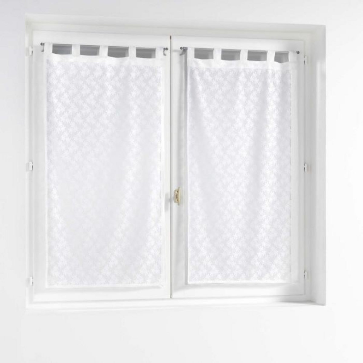 Paris Prix Paire de Voilages Maille  Fanny  60x90cm Blanc