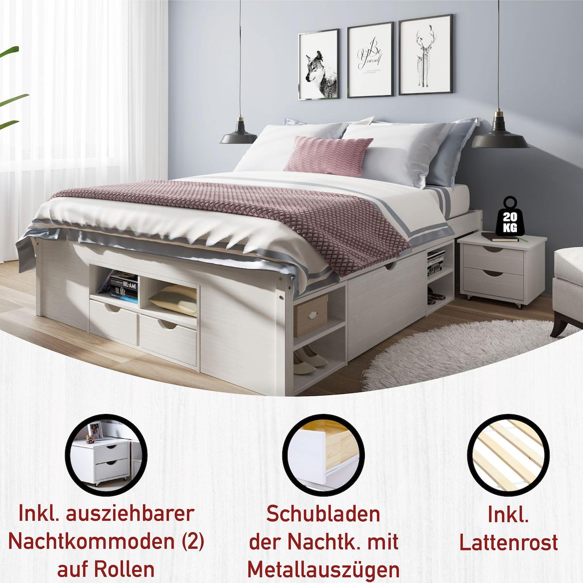 INTERLINK Lit fonctionnel TILL 140x190