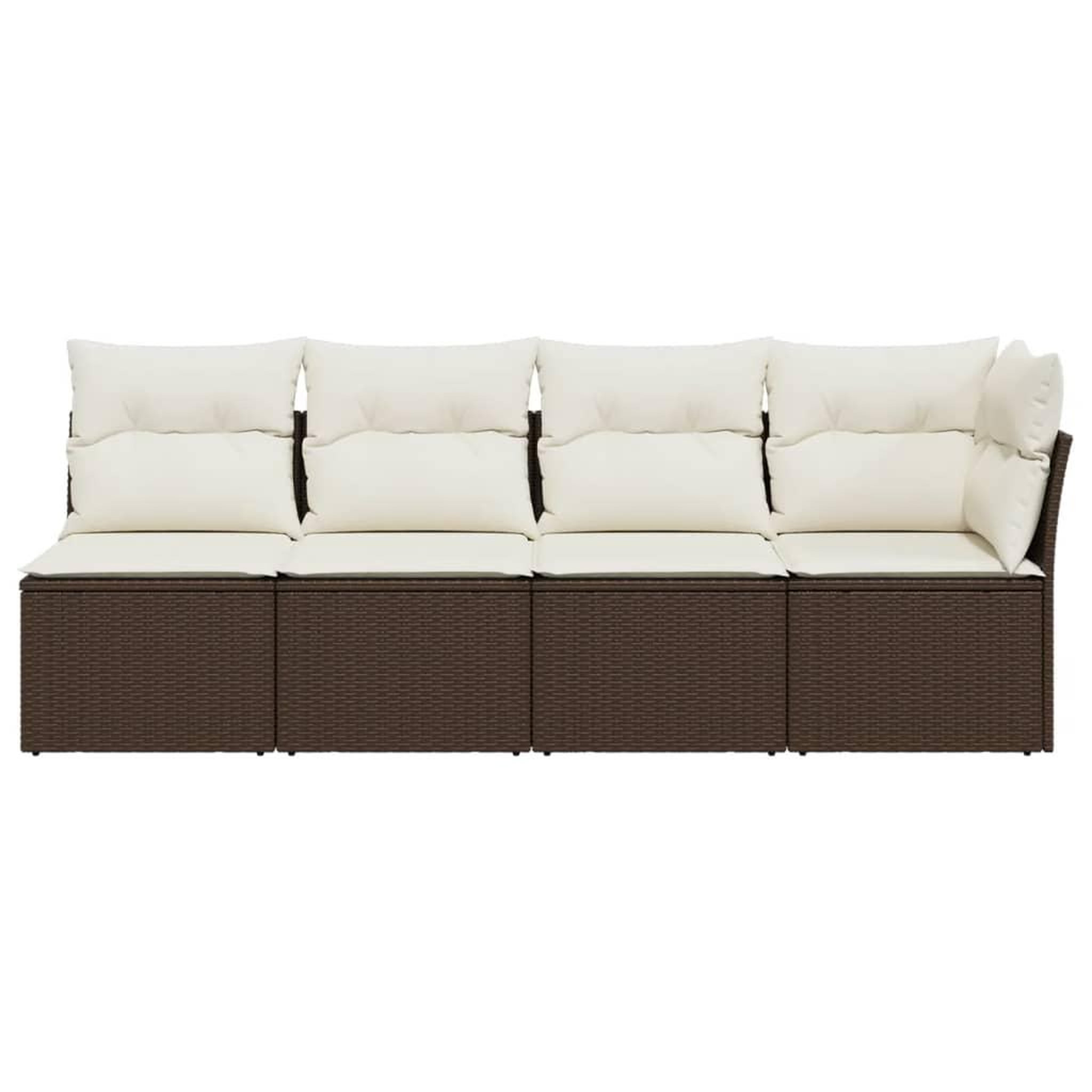 Voir la diapositive 4 : VIDAXL Canape de jardin avec coussins 4 places marron resine tressee
