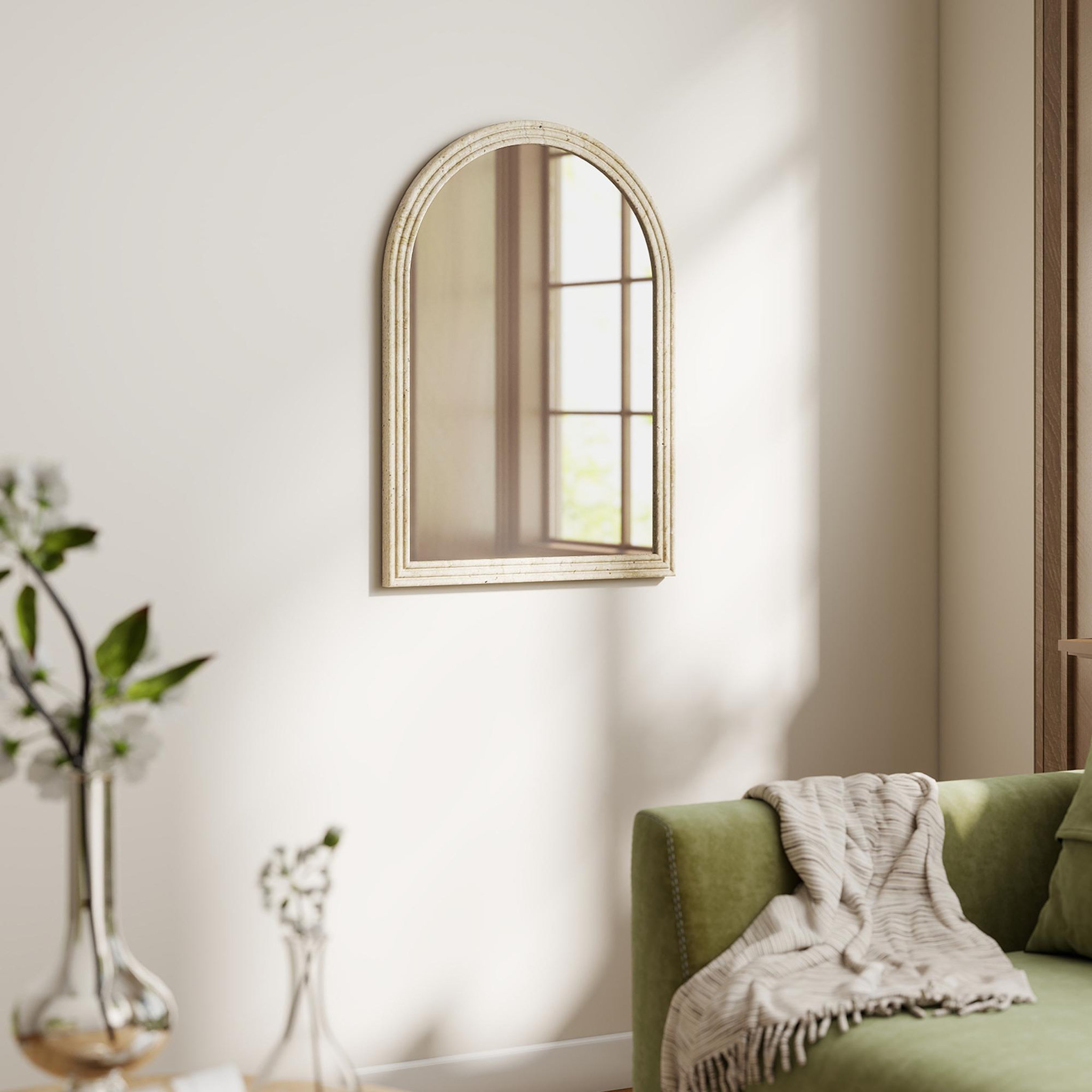 Voir la diapositive 4 : HOMCOM Miroir arche mural design effet pierre clair dim. 50 x 70 cm