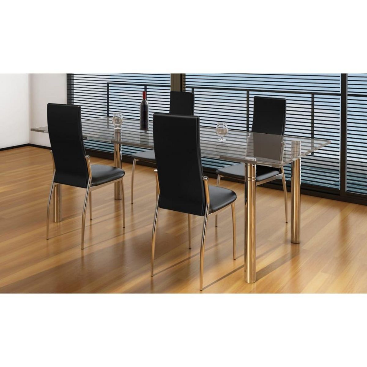 VIDAXL Chaises a manger lot de 4 noir similicuir