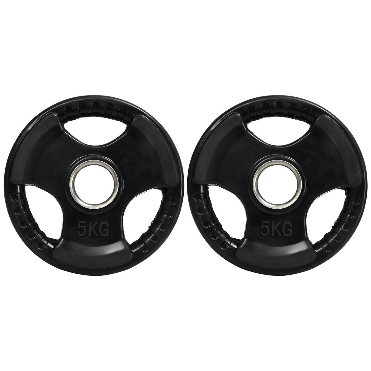 HOMCOM Disques de poids 2 x 5Kg - 3 poignées - trous dia.50mm - noir