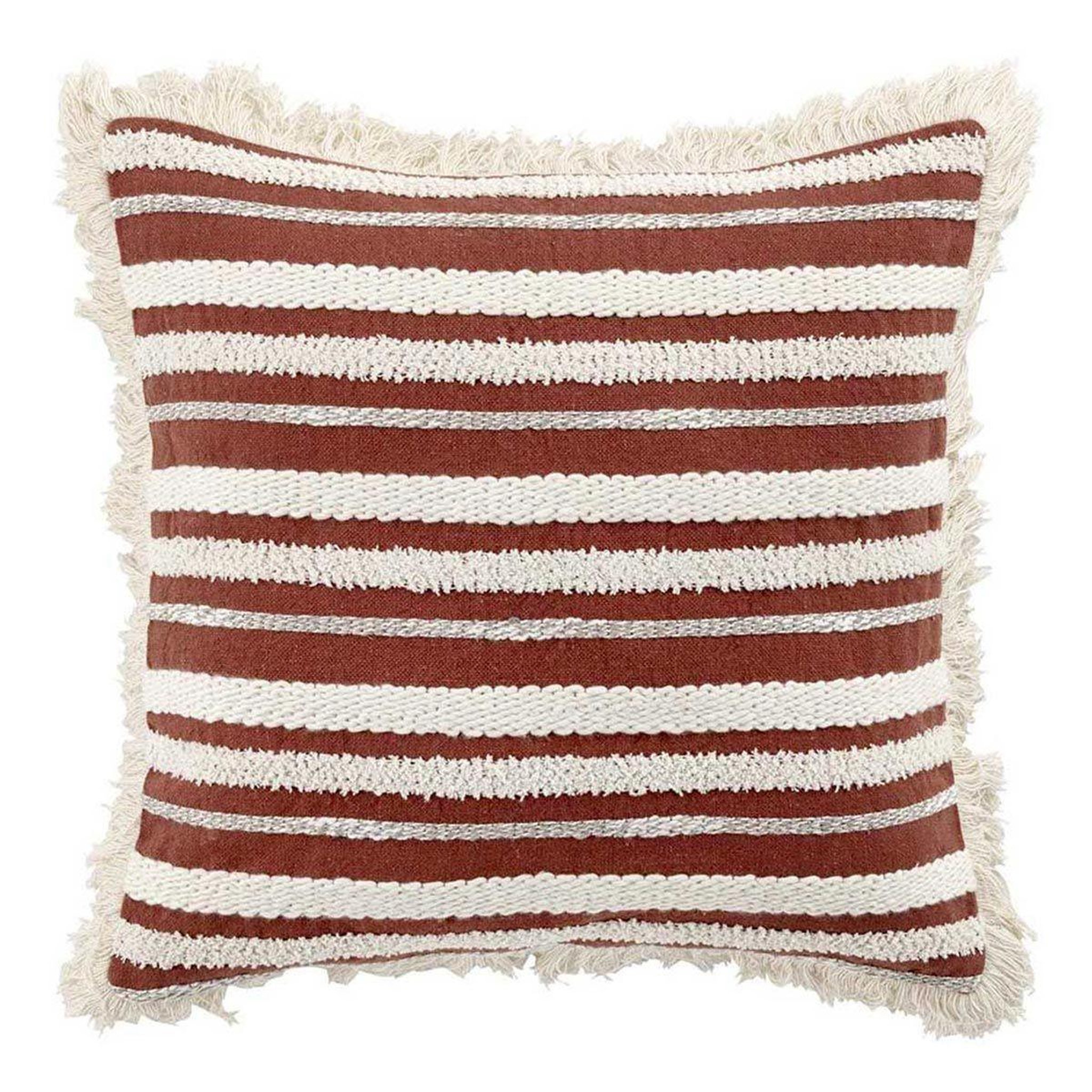 Douceur d'Intérieur Coussin déco à franges  atlas  40x40cm terracotta