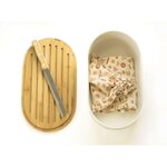 PEBBLY Boîte à pain 4 en 1 creme 36x20x13 cm avec couteau