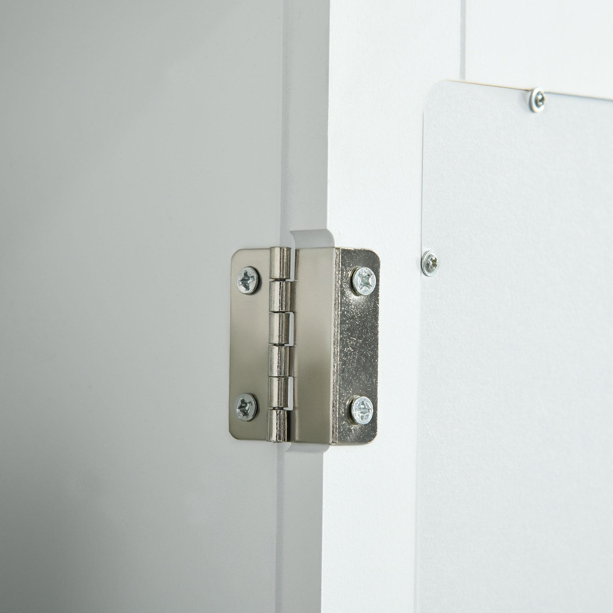 Voir la diapositive 5 : KLEANKIN Armoire murale de salle de bain avec miroir - armoire à glace - placard de rangement toilettes - 1 porte, 2 étagères - verre mdf blanc