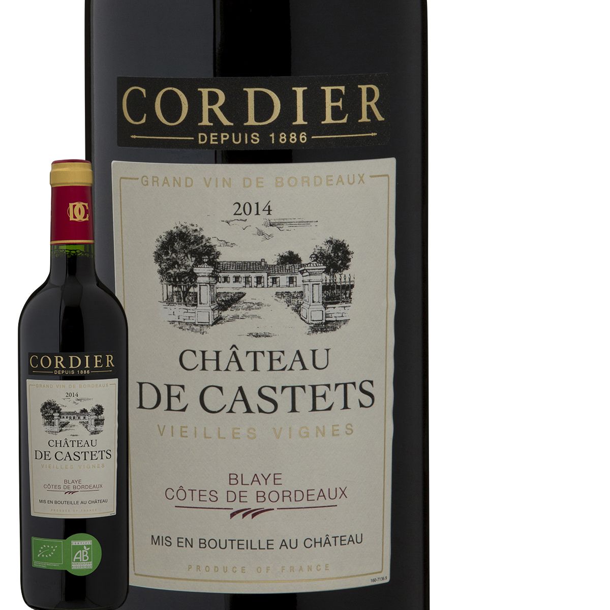 Château de Castets Vieilles Vignes Blaye Côtes de Bordeaux Rouge Bio 2014