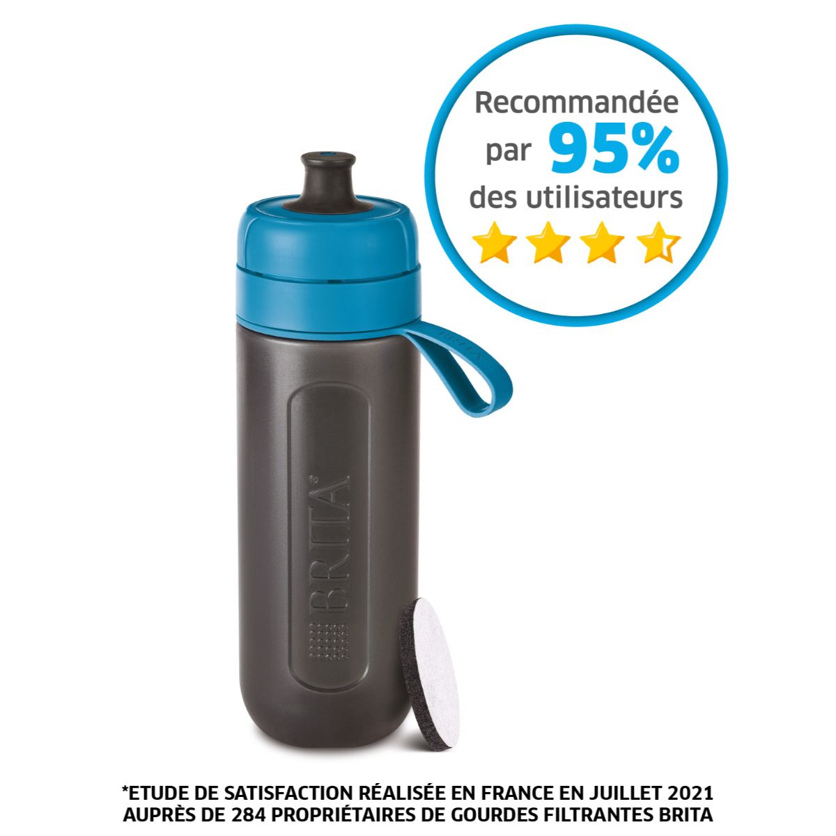 BRITA Gourde filtrante active bleue + 1 filtre MicroDisc inclus         