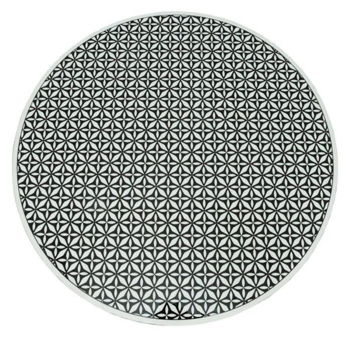 Paris Prix Table à Manger Design  Géométrique  100cm Blanc & Noir