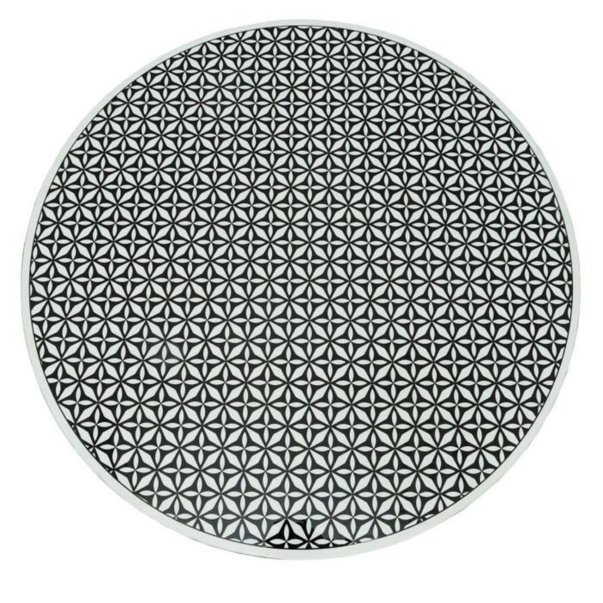 Paris Prix Table à Manger Design  Géométrique  100cm Blanc & Noir