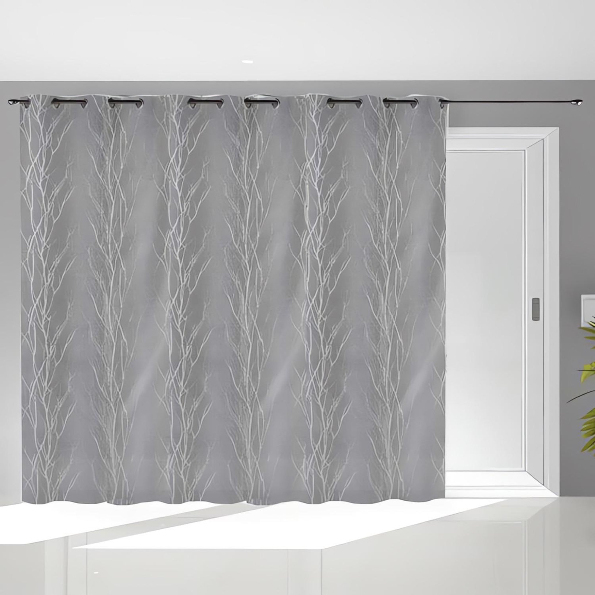 SOLEIL D'OCRE Voile à oeillets baie vitrée 280x250 cm liane, par soleil d'ocre. Coloris disponibles : Gris