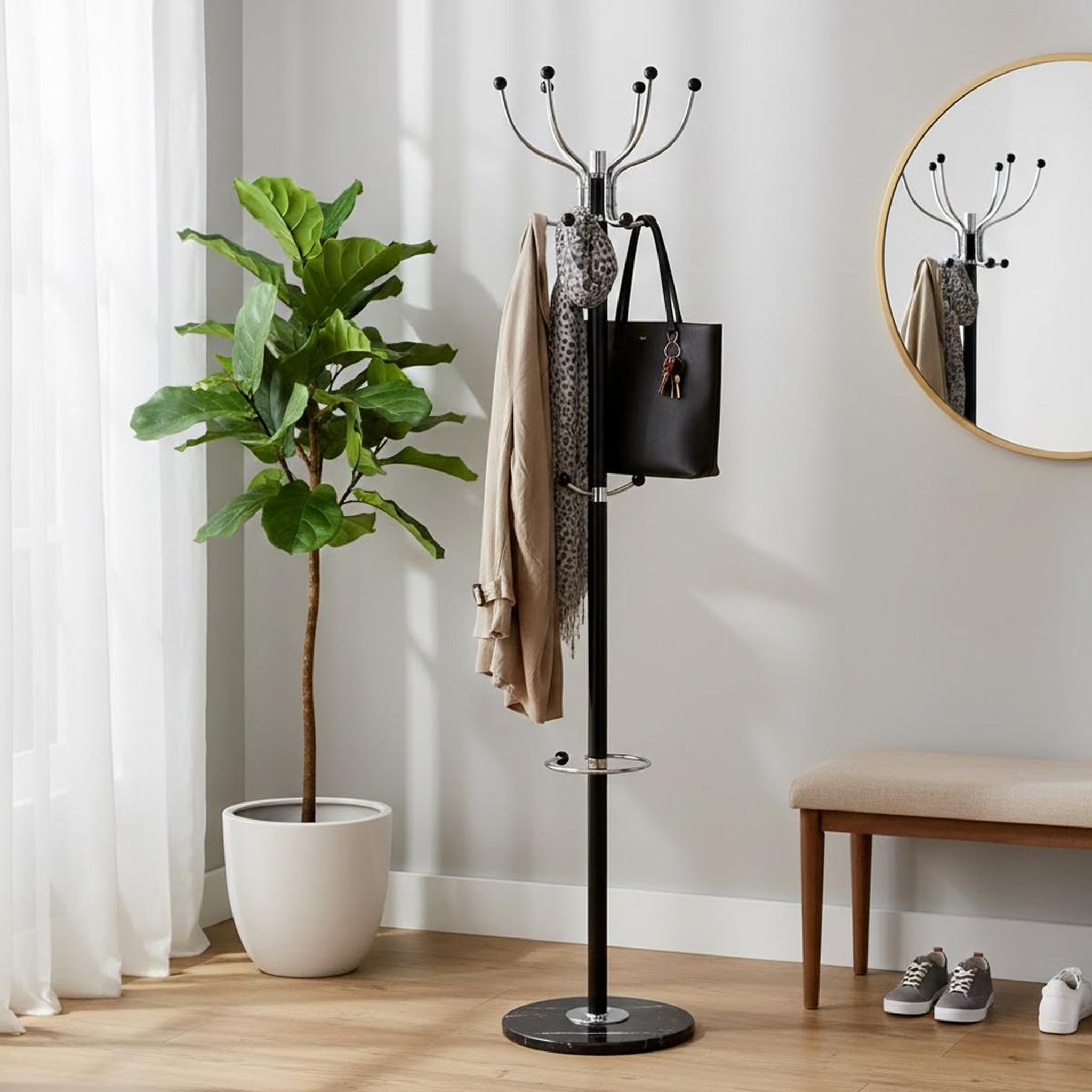 Voir la diapositive 3 : Paris Prix Porte-manteau design  vinty  176cm noir & chrome