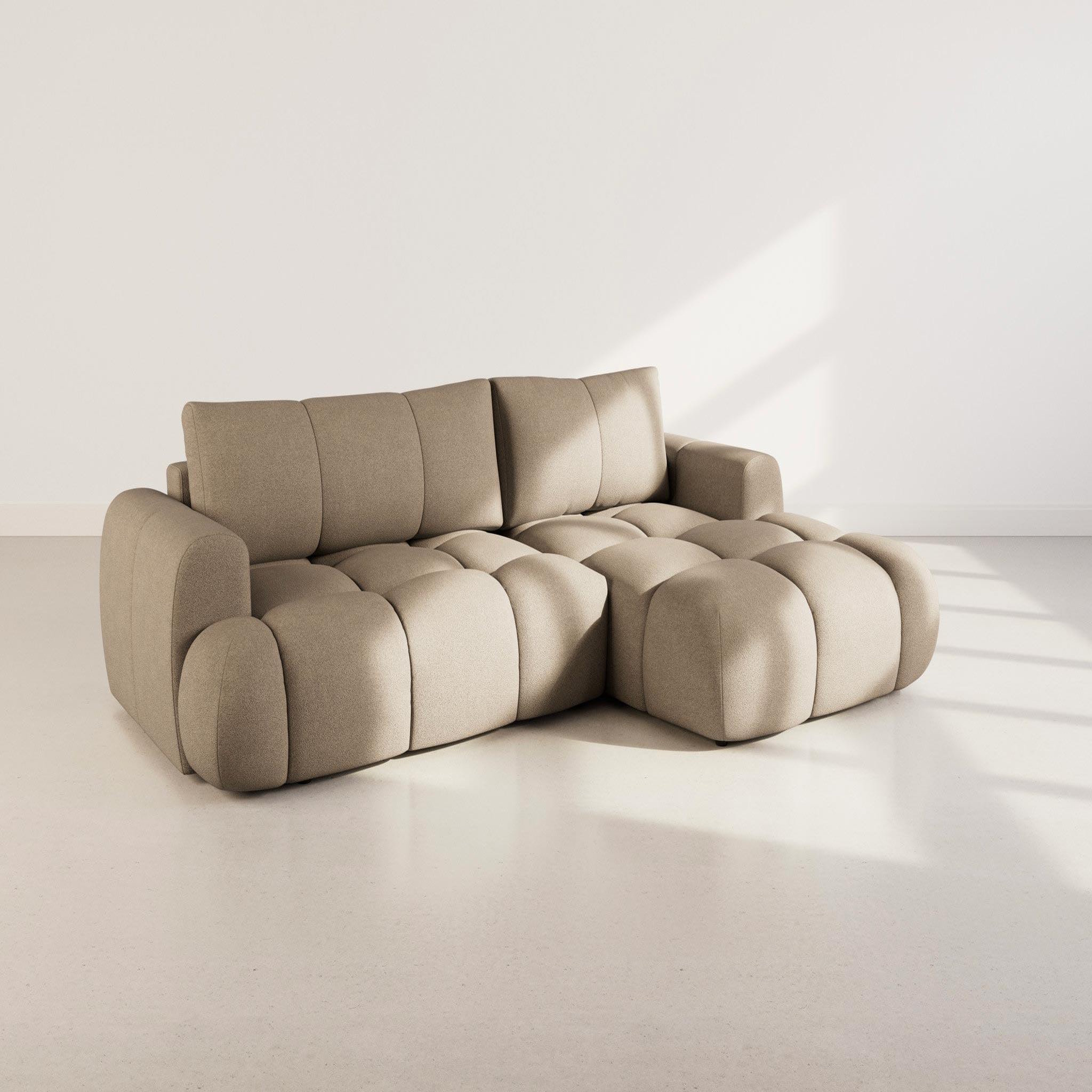 Voir la diapositive 6 : BEST MOBILIER Yulin - canapé d'angle droit 4 places convertible avec coffre en tissu bouclette