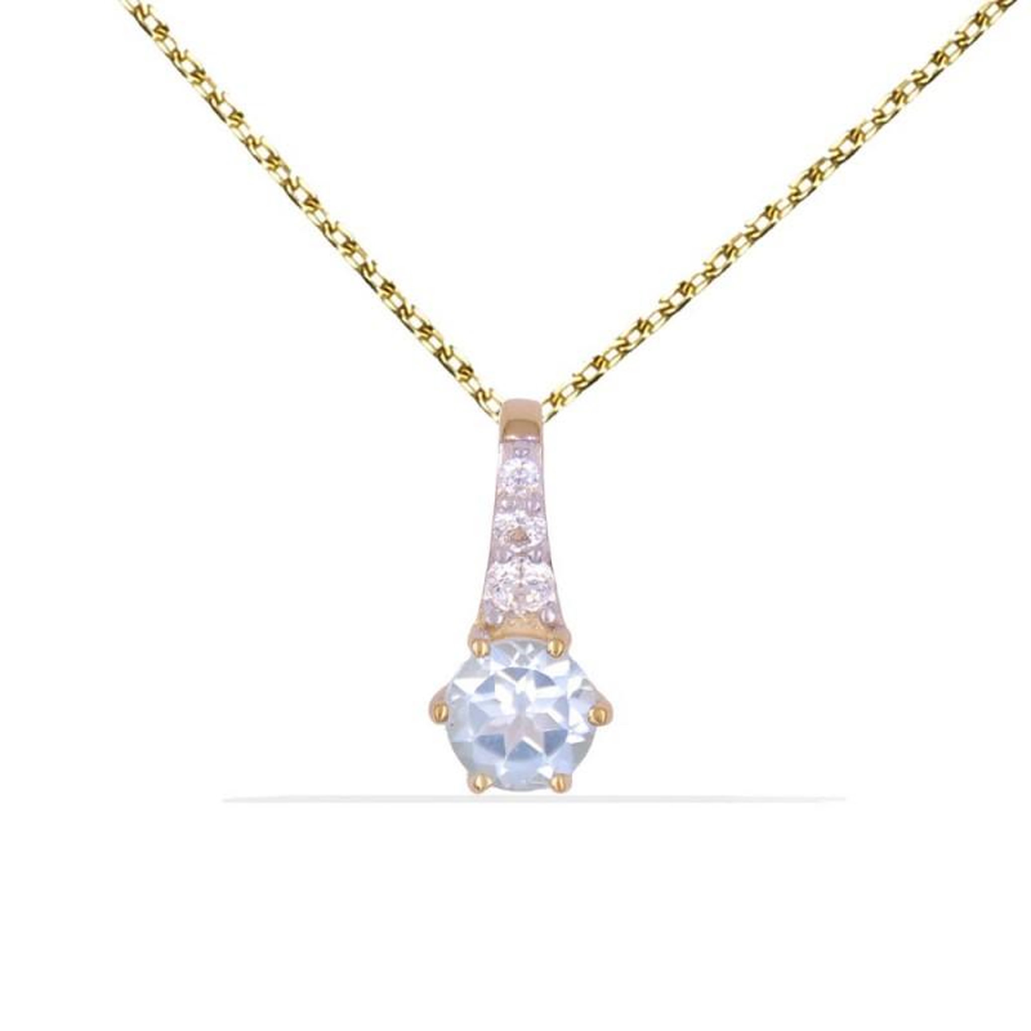 L'ATELIER D'AZUR Collier - Pendentif Or Jaune Topaze Bleue et Zirconiums - Femme