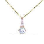 L'ATELIER D'AZUR Collier - Pendentif Or Jaune Topaze Bleue et Zirconiums - Femme