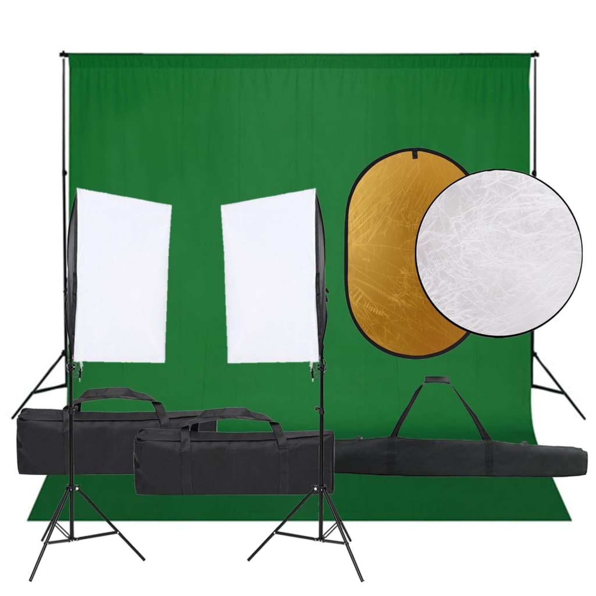 VIDAXL Kit de studio photo avec eclairage toile de fond et reflecteur