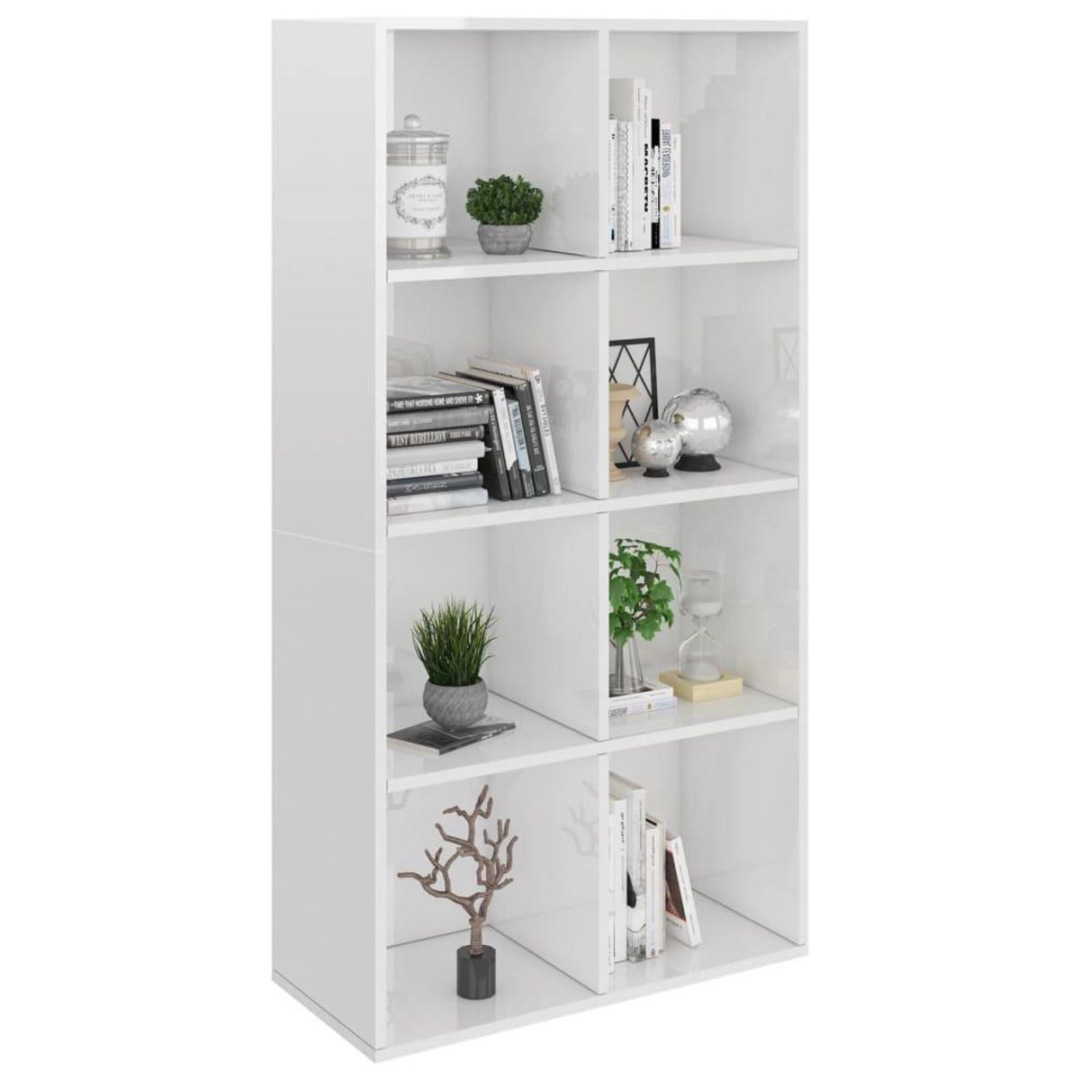 VIDAXL Bibliotheque/Buffet Blanc brillant 66x30x130 cm Bois ingenierie