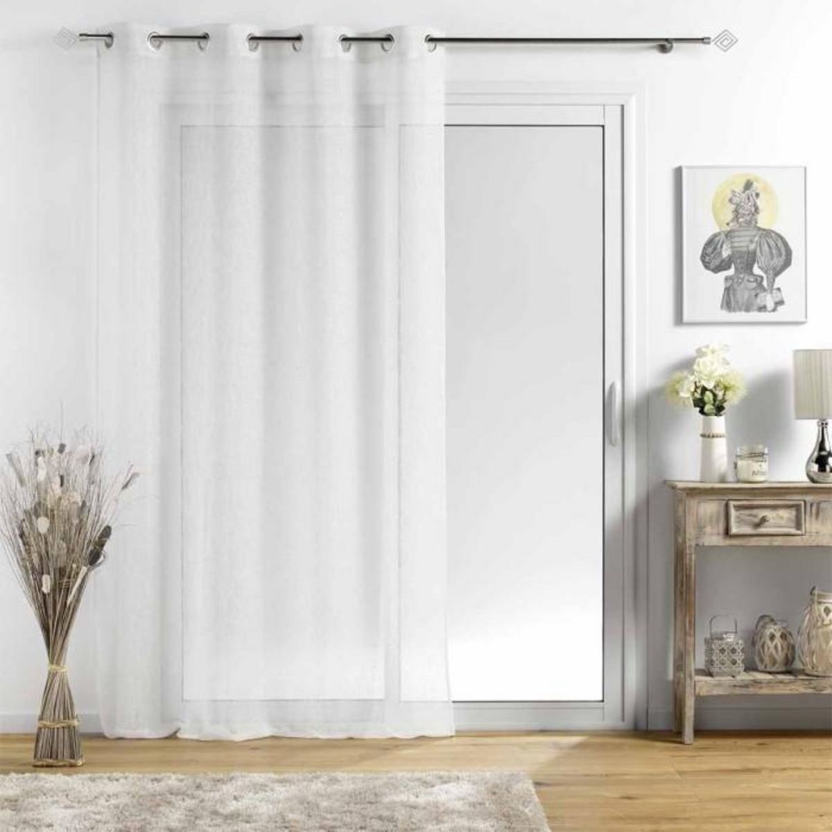 Paris Prix Rideau Voilage à Œillets  Sunline  140x240cm Blanc & Or