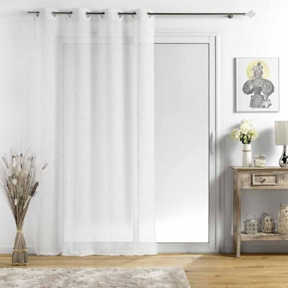 Paris Prix Rideau Voilage à Œillets  Sunline  140x240cm Blanc & Or