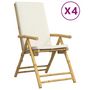Voir la diapositive 2 : VIDAXL Chaises inclinables de jardin pliantes lot de 4 coussins bambou