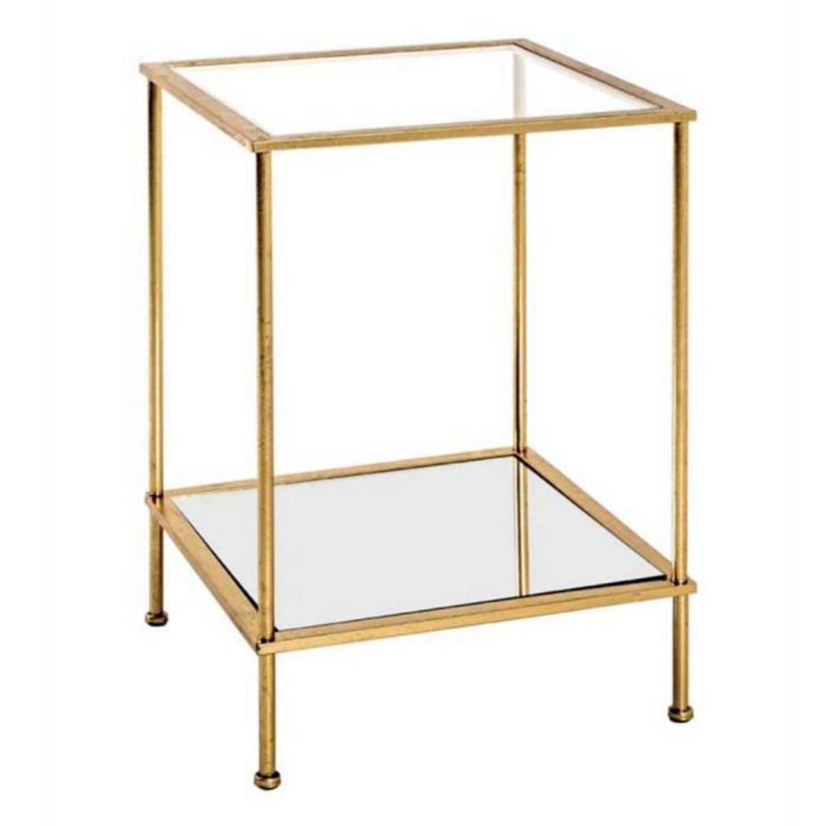 Paris Prix Table d'Appoint Carrée en Verre  Alizée  55cm Or